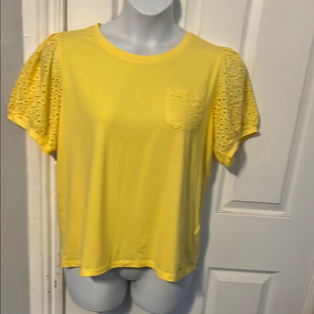 NWT Tommy Hilfiger Yellow Eyelet Sleeve Top